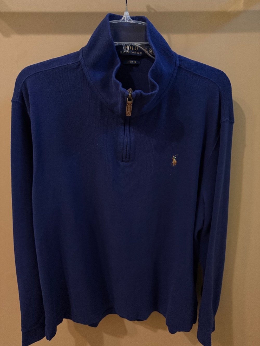 Polo Ralph Lauren Mens Estate Rib Quarter Zip Pullover Navy Blue Extra Large